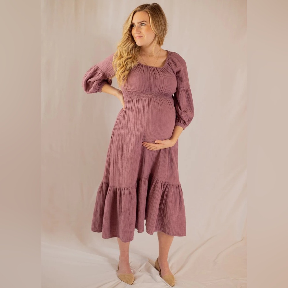 Emme Nursing Dress, Elderberry, M